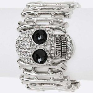 Crystal Skull Iconic Stretch Bracelet - Silver